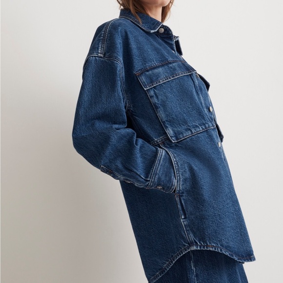NWT Madewell denim oversized cargo shirt jacket in palmerston wash | size XXL - Picture 5 of 5